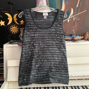 Lavish Black Textured Striped Tank Top M